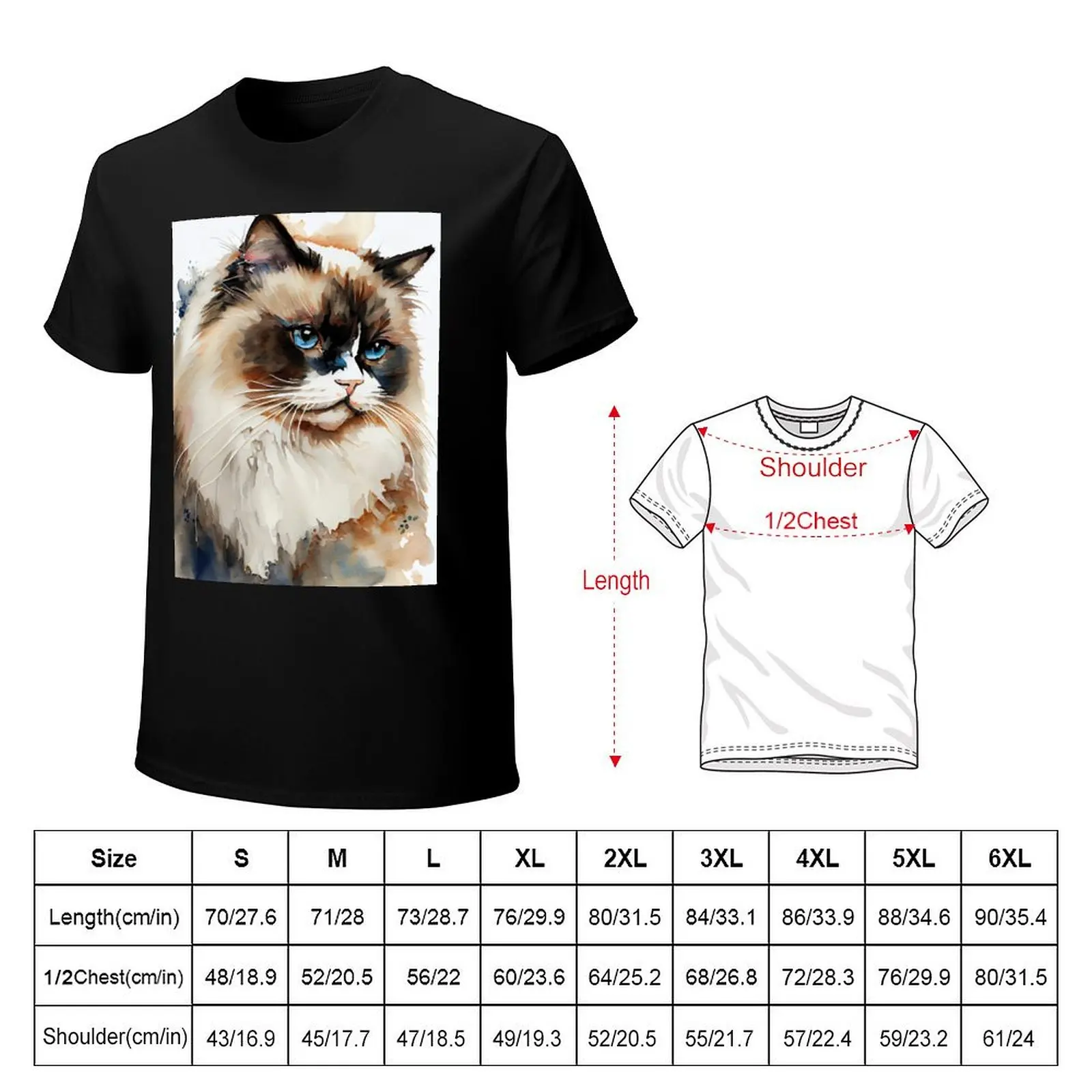 Ragdoll Cat - Watercolor paint T-Shirt Soft Stretch Short Sleeve Top