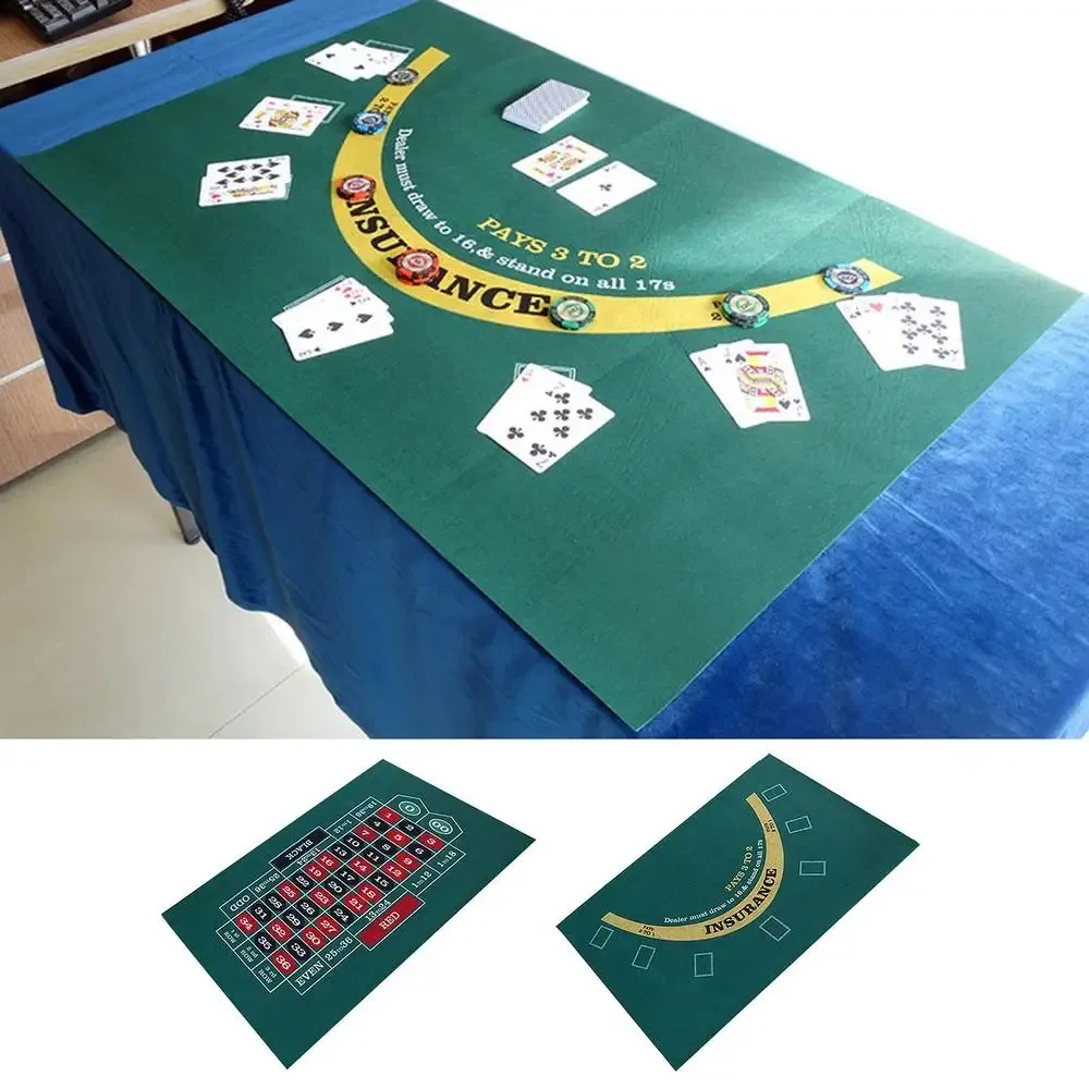 Double Sided Game Pattern Tablecloth Texas Hold'em and Blackjack Professional Roulette Game Felt Non-woven Waterproof Table Mat