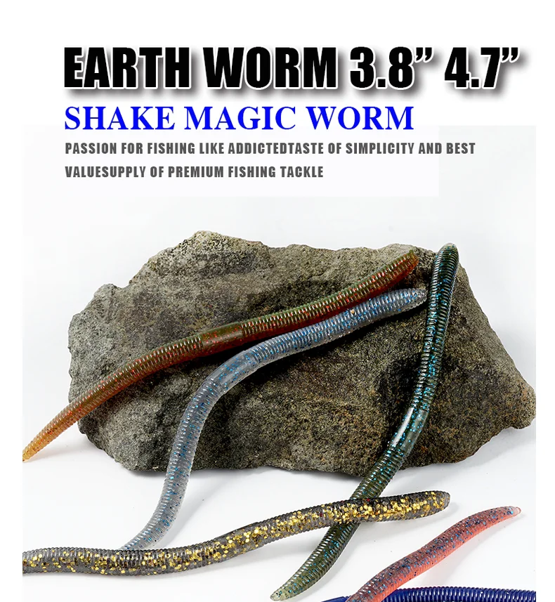 SUNMILE Weiche Angeln Lure10cm12.5cm Senko Wurm Neko Rig Lockt Flick Shake Erde Wurm Künstliche Köder Silikon Shad Köder für Bass – Detail 1