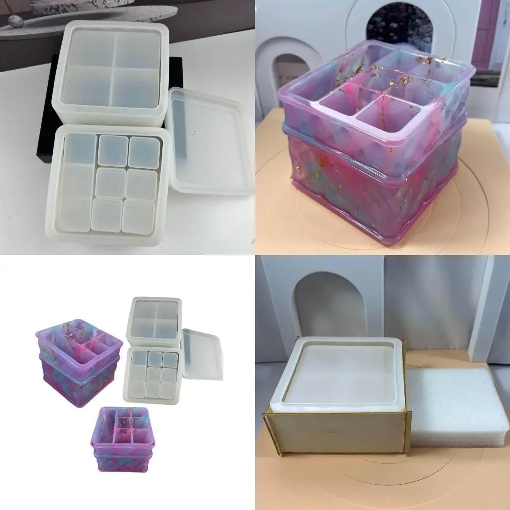 

J78F Silicone Storage Jar Mould DIY Lipstick Box Mold Jewelry Box Making Resin Molds