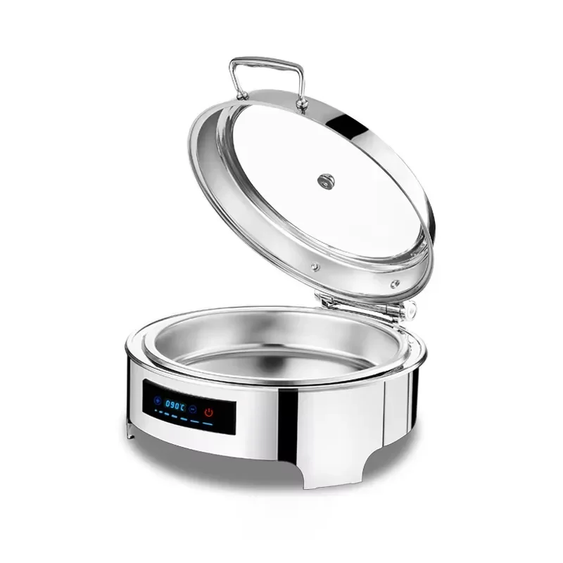 Commercial Stainless Steel Electric Hot Pot Warmer Round Rectangle Induction Buffet Food Display Heater for Catering
