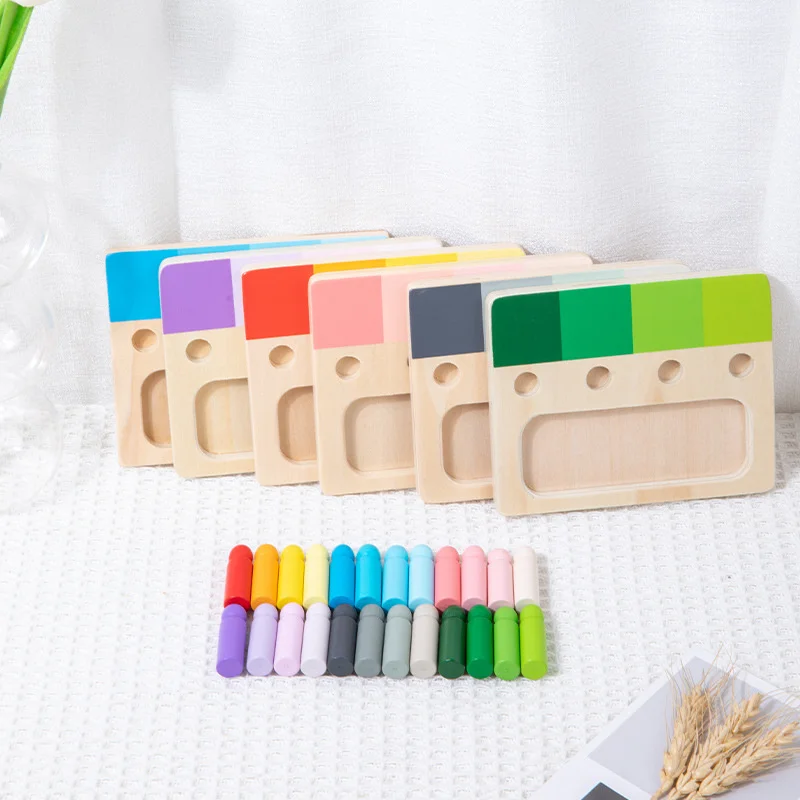 Montessori Board Color Plug Stick Educational Toy Training Color Development Discrimination Board Wooden Learning Toy New