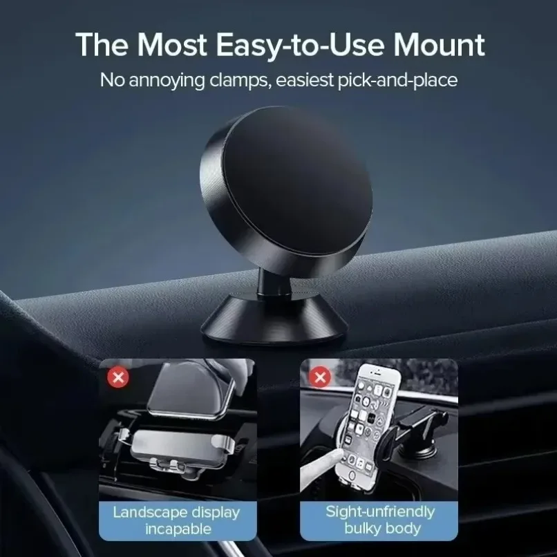 Mini Magnetic Phone Holder 360° Rotation Cellphone Instrument panel self-adhesive GPS Bracket For Magsafe iPhone 16 15 14 13 12 image 3