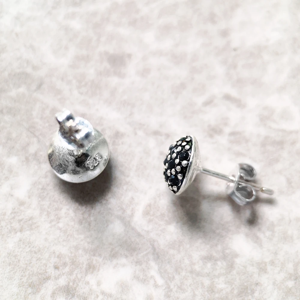 Stadniny kolczyki czarny Pave, styl europejski Glam Fine Jewerly dla kobiet mężczyzn nowy prezent w 925 Sterling Silver — zdjęcie 6