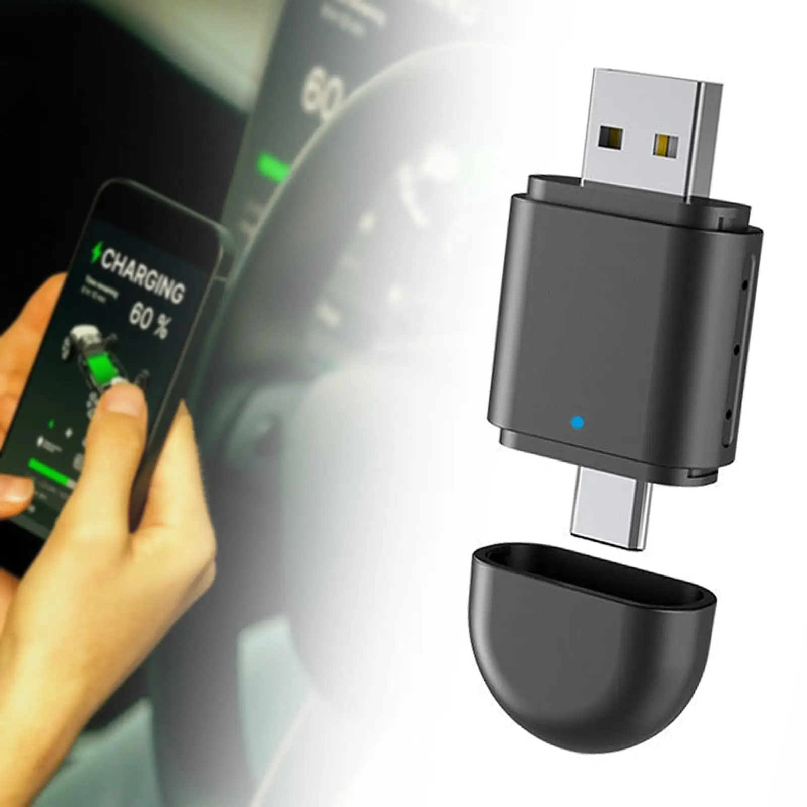 Car Adapter Wireless Carplay Compact Converter 5G Chip USB Type C Double Head for Seamless Smartphone Connection