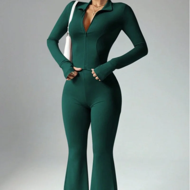 TKHot-بيع التلبيب بدوره إلى أسفل سستة طويلة الأكمام متوهج السراويل عارية يشعر اليوغا مجموعة اللياقة البدنية في الهواء الطلق ملابس رياضية للنساء اليوغا مجموعة #5