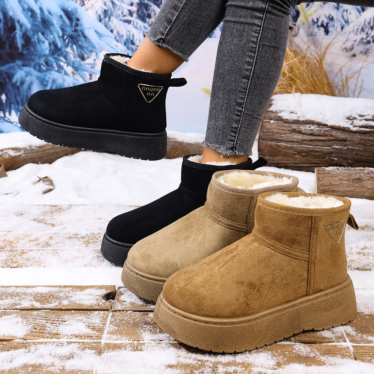 2025 New Winter Women Retro Trend Snow Boots Comfortable Warm Snow Boots Outdoor  Non-slip Fashion Shoes Women Zapatos De Mujer