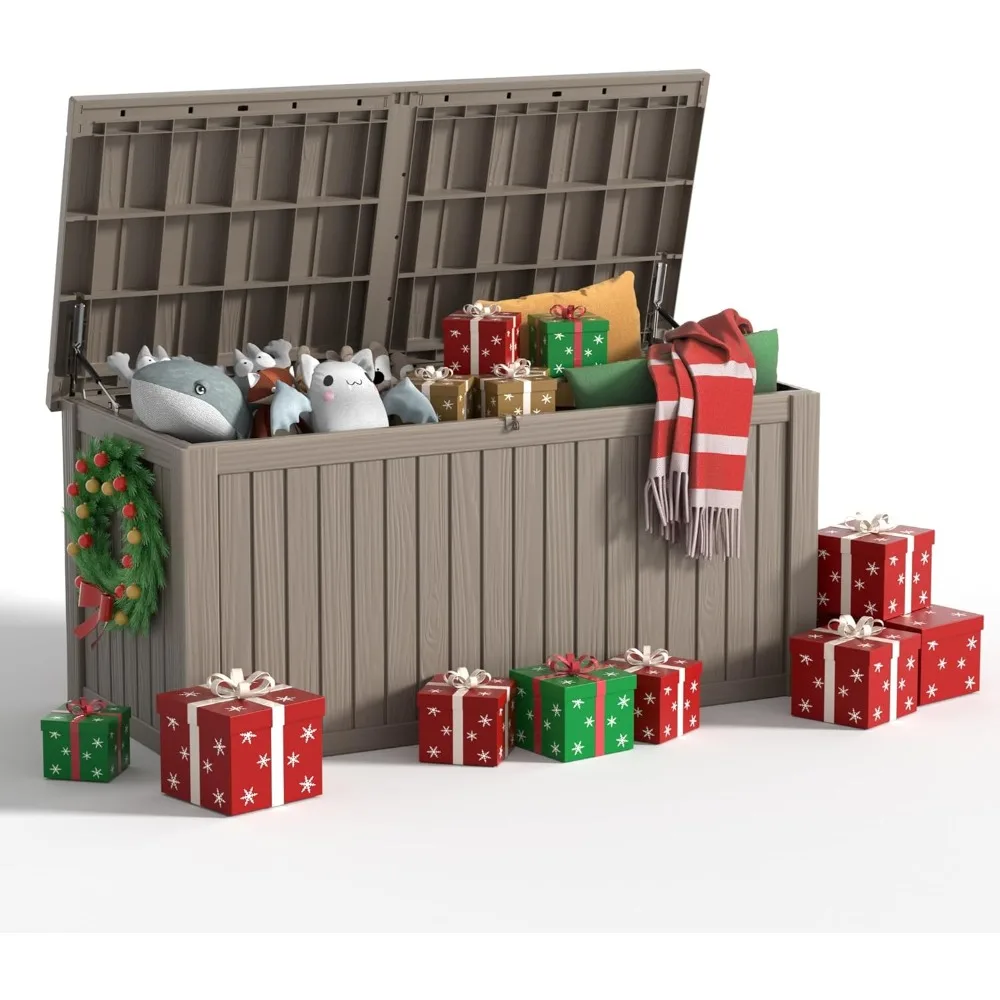 

Коробка для палубы на 182 галлона, водонепроницаемая, устойчивая к ультрафиолетовому излучению смола, уличный ящик для хранения с гидравлическим стержнем, запираемая конструкция