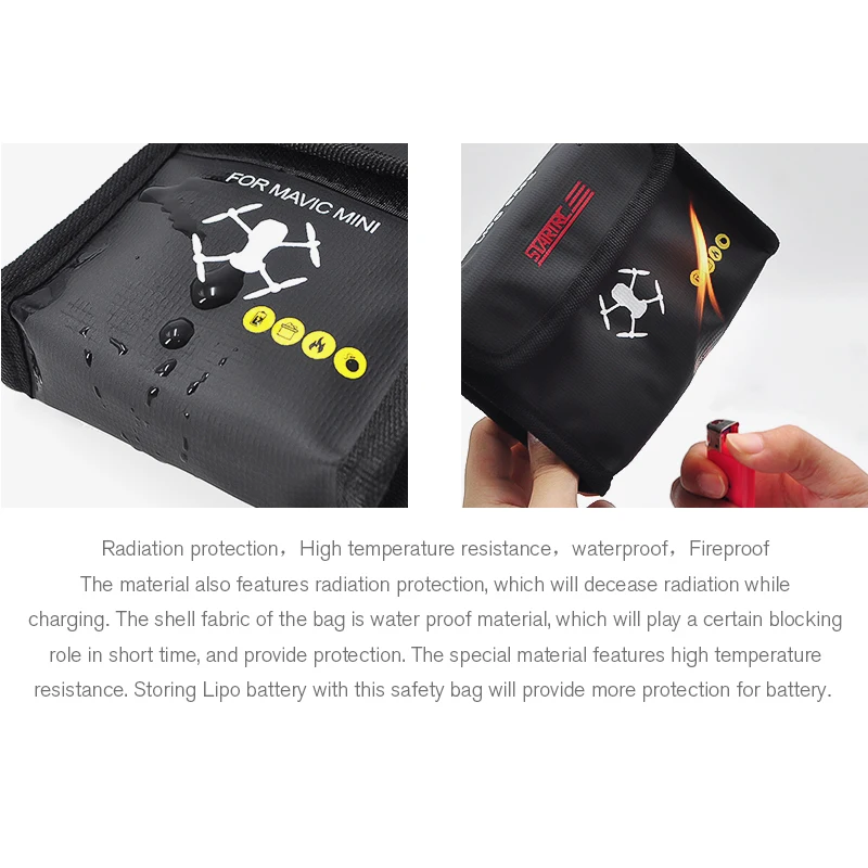 Para dji mini 2 lipo bateria saco à prova de explosão à prova de fogo 2 pçs baterias saco seguro para dji mavic mini 1 2 se acessórios drone