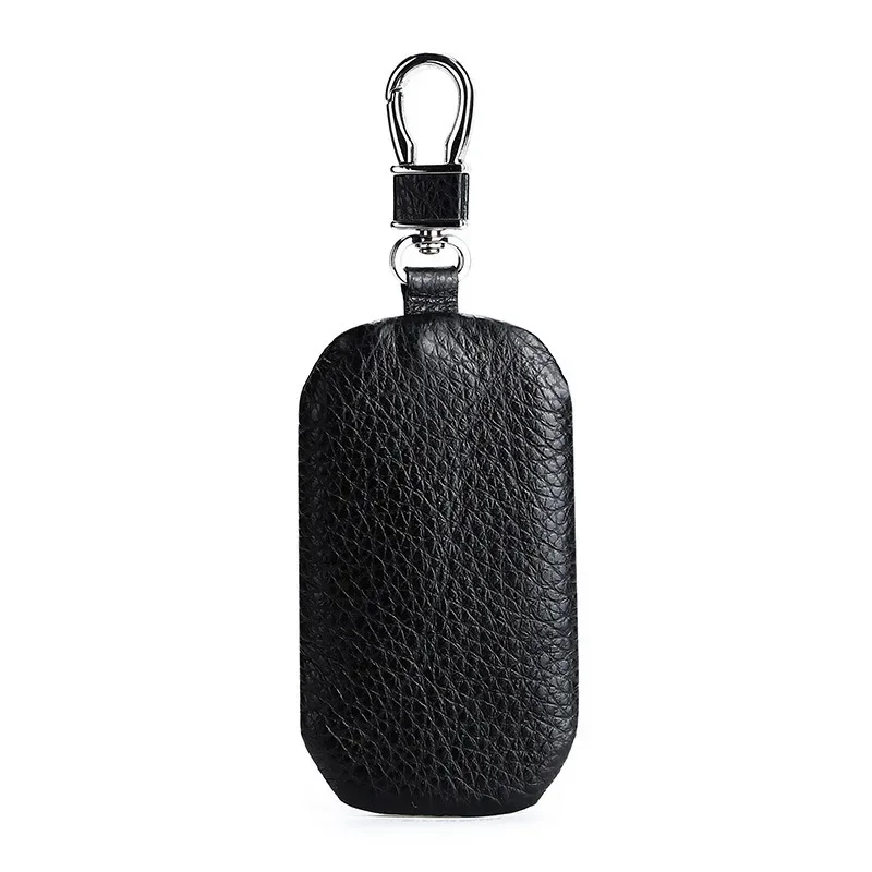 Natural Ribbed Head Layer Cowhide Car Key Case Leather Remote Control Protective Case Waterproof Zipper Fashion Key Case