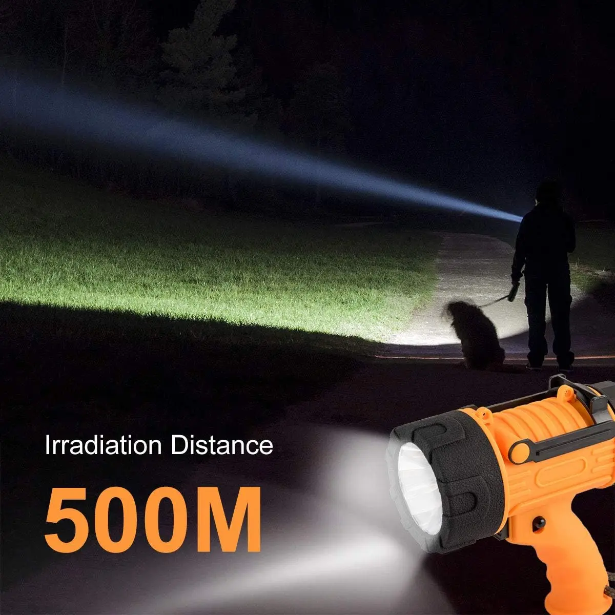 Rechargeable Spotlight, 200,000 Lumens LED Flashlight, IP67 Waterproof for Boating Camping Hunting
