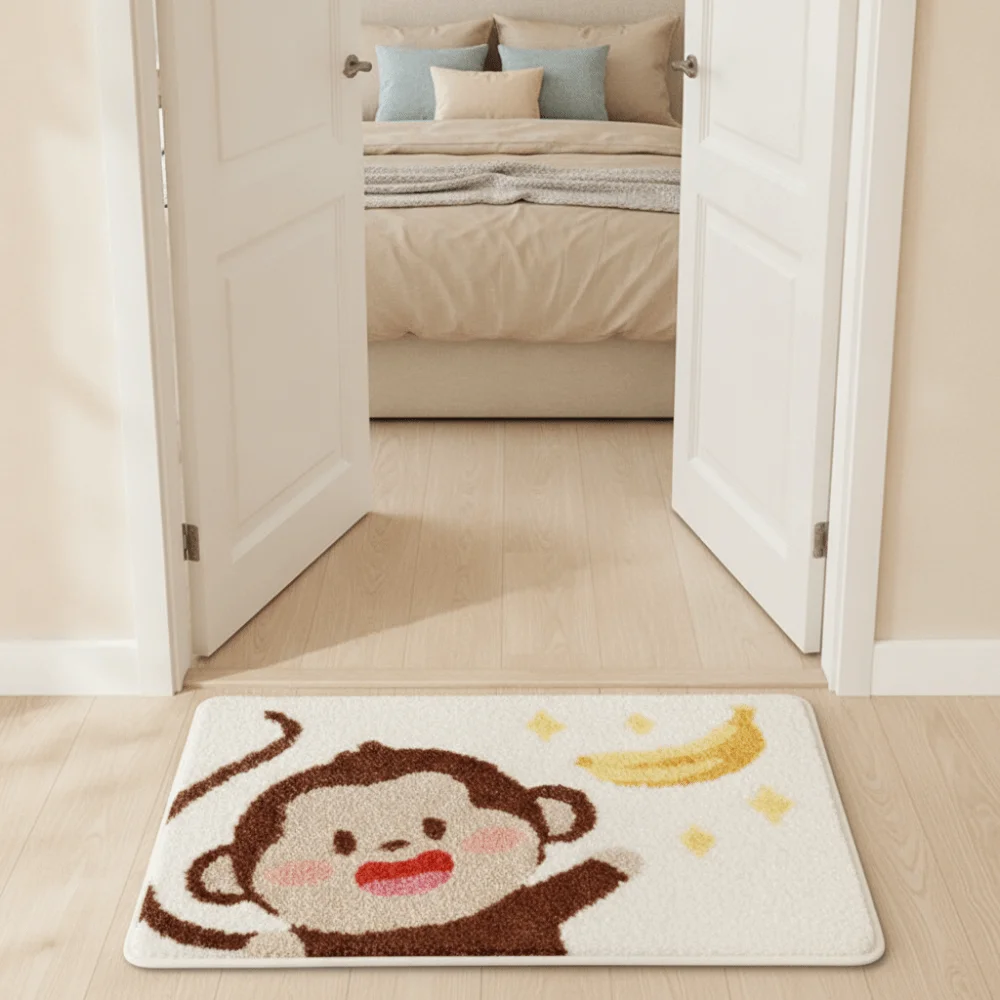 Simple Soft Striped Tufting Rug Water-absorbent Thickened Small Carpet Anti-slip Base Quick-drying Door Pad Kitchen