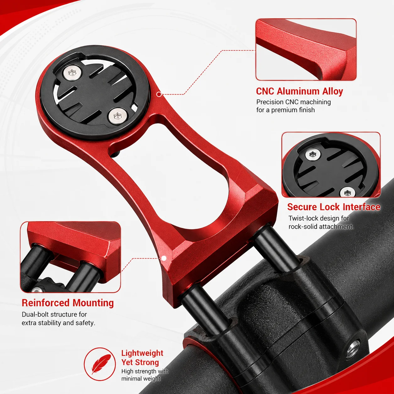 PINMOAP Bike Gps Mount Adjustable Bicycle Handlebar Holder Extension Bracket For Garmin Wahoo Bryton Cycling Accessories Kit