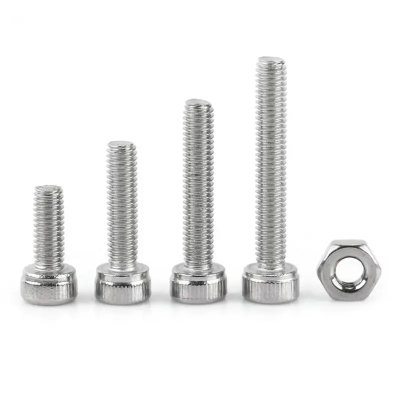 AT19-480Pcs M2 M3 M4 Hex Socket Screws Set Stainless Steel Hex Socket Cap Head Nuts Repair Tool