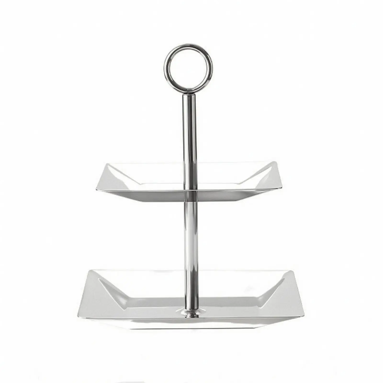 Space-Saving Two-Tier Serving Tray | Polished Stainless Steel Build, Two-Tier Tray, for Afternoon Tea
