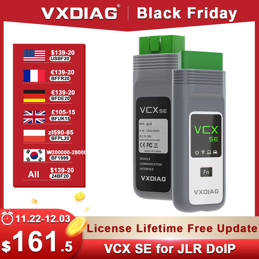 VXDIAG VCX SE for JLR Car OBD2 Scanner VX708 for Jaguar Land Rover OE-Level Diagnostic Tool Active Test Coding Programming DoIP