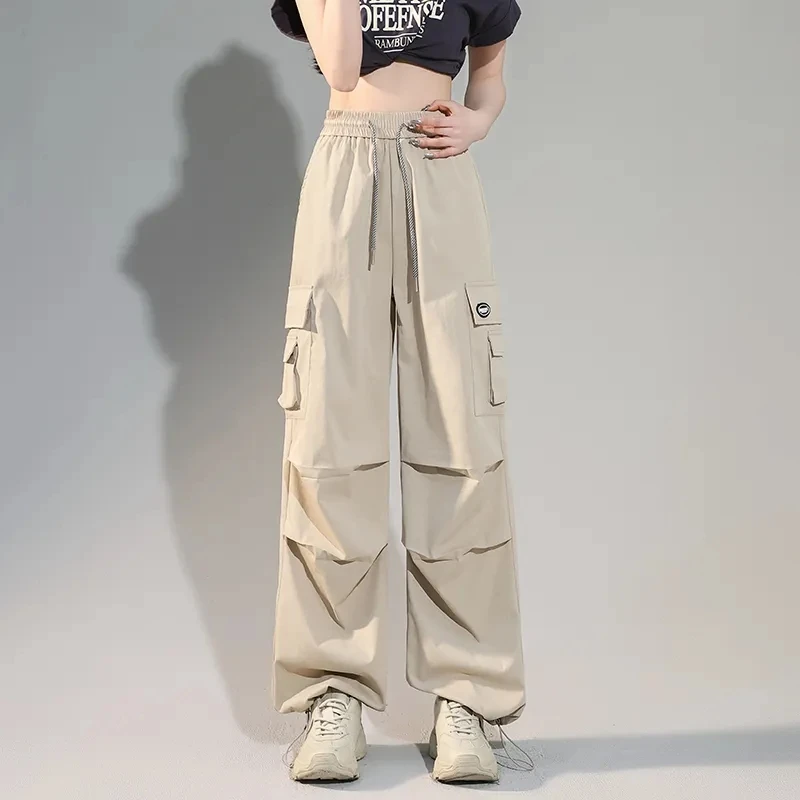 

High waisted Work Pants For women Spring Summer 2025 New Loose Straight leg Casual Sports Pants Elastic waist Student Trousers