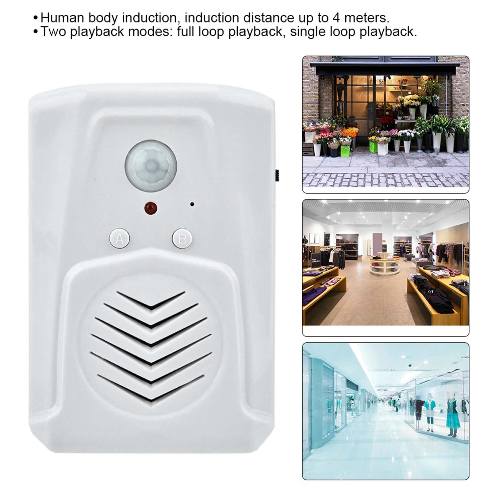Motion Sensor Doorbell USB/Battery Powered Motion Sensor Alarm MP3 Audio Player Infrared Induction Doorbell