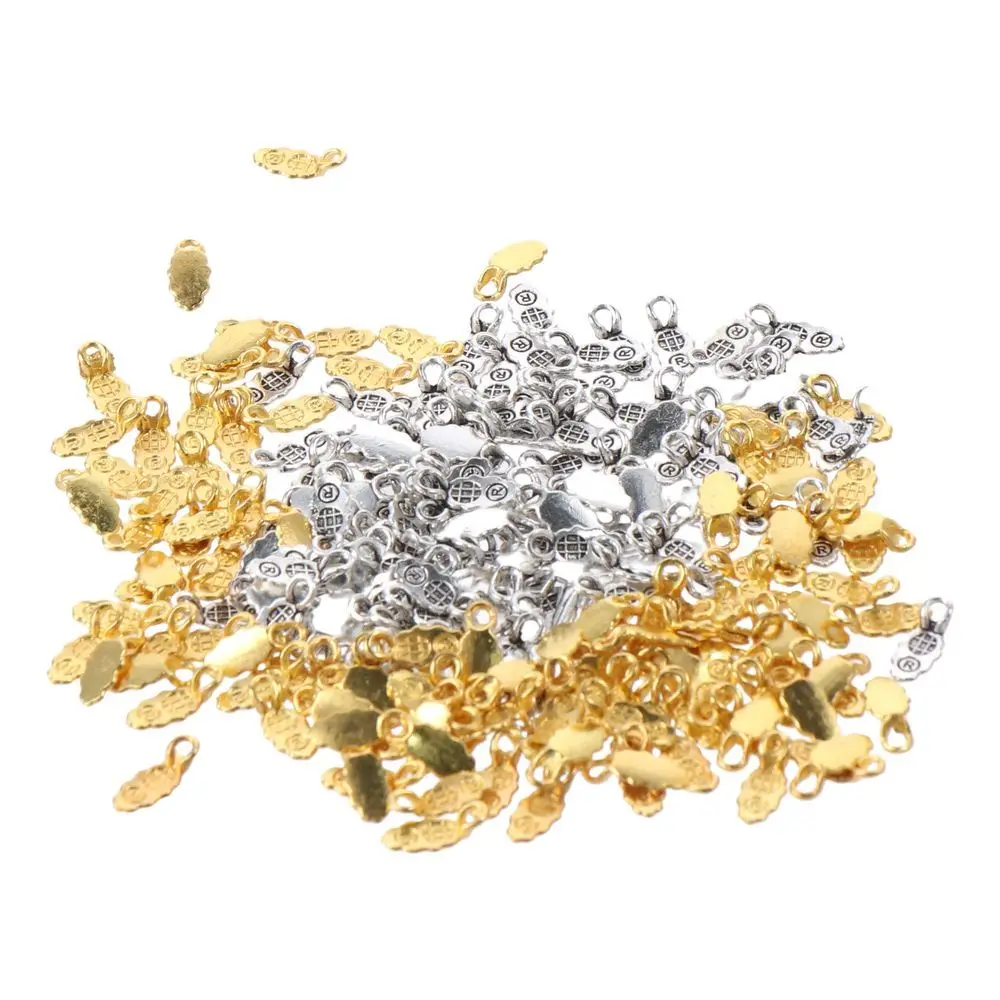 200 pz Lega Piccolo Cucchiaio Bail Orecchino Pendenti e Ciondoli Oro, Argento Forma di Foglia Orecchino Bails 13*6mm Forma di Foglia Colla su Bails Pendenti