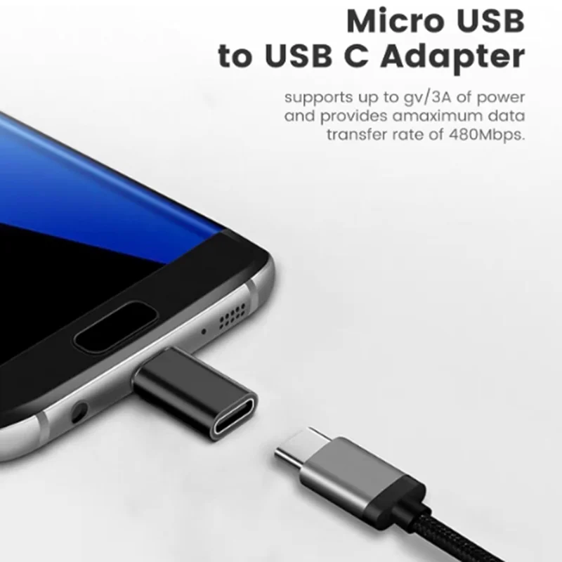 Black USB Type C To Micro USB Android Adapter Connector For Smart Phone Tablet Micro USB Male to Type C Female Converter
