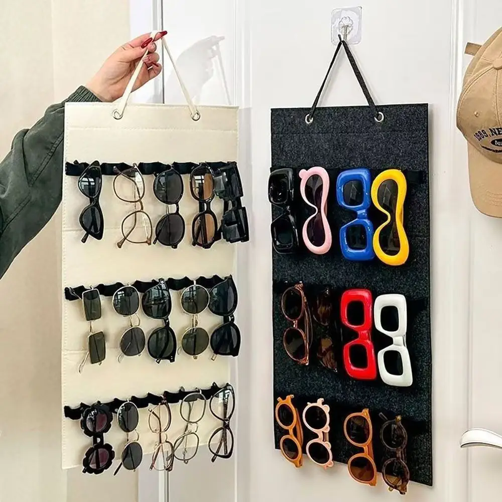 Felt Sunglasses Storage Hanging Bag Wall Mounted Multi-layer Hair Band Hairband Display Shelf Punch-free