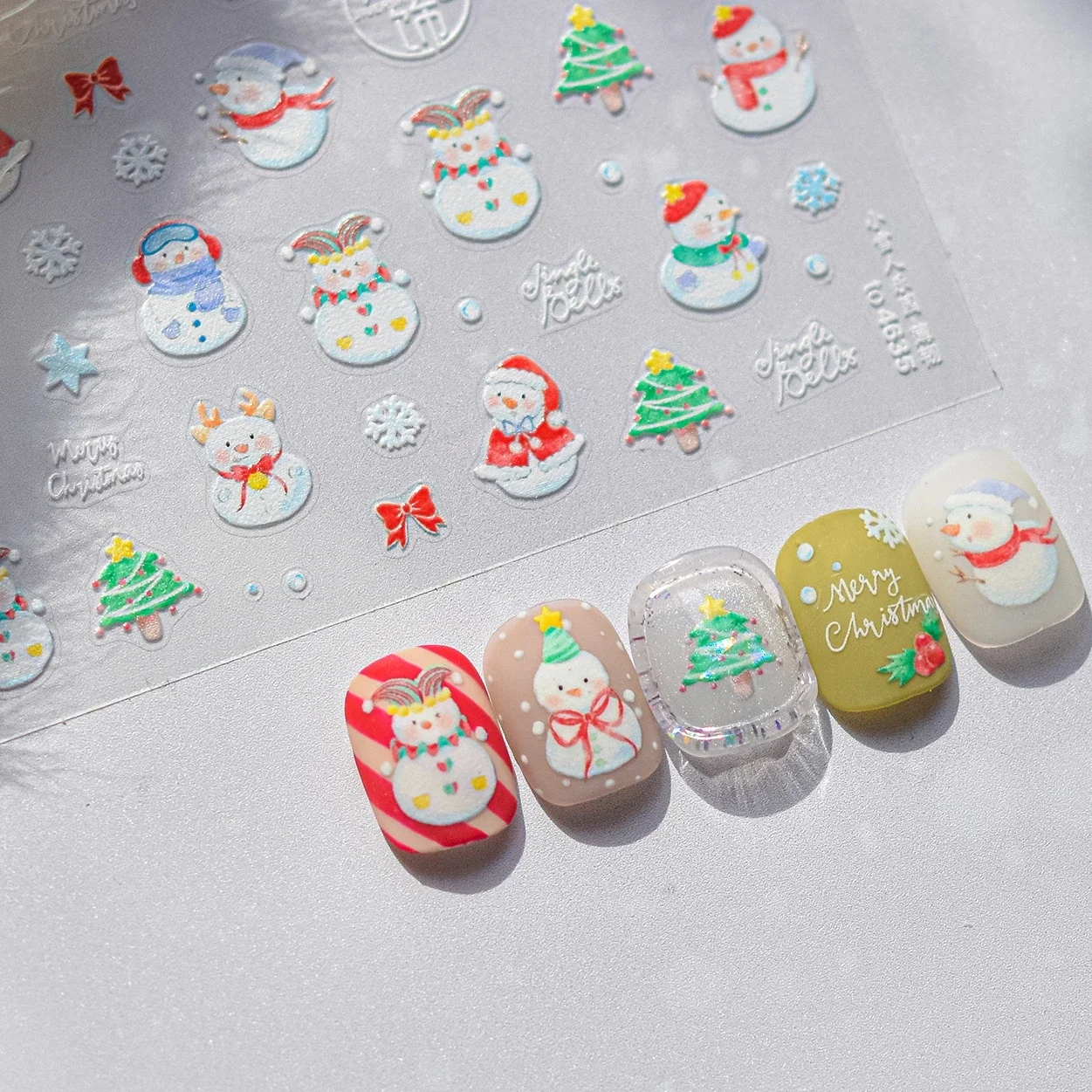 Snowman Scarf Snow Melt Ears Pine Bowknot Christmas Rabbit Winter Snowflake Santa Cherry Heart Nail Art Stickers Manicure Decals