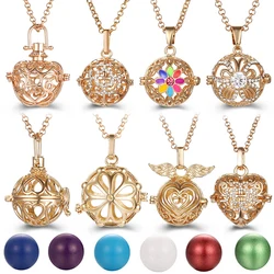 Value For Money Flowers Zircon Cage Locket Necklace Angel Wings Set Combination For Woman Pendant Aromatherapy Diffuser Jewelry