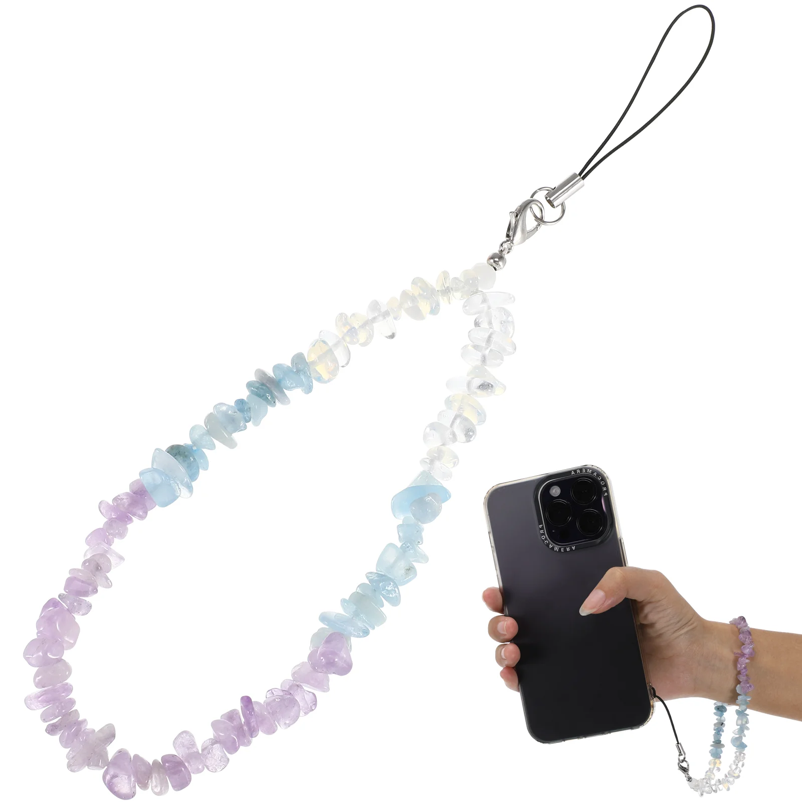 Wristband Crystal Mobile Phone Chain Phones Jewelry Sparkle Natural Stone Strap