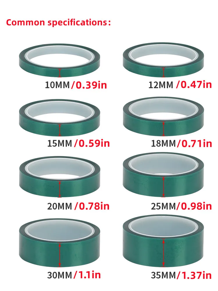 Green Polyester Hi-Temp Masking Tape PET Tape With Silicone Adhesive, Ideal For Painting, Powder Coating, Circuit Boards