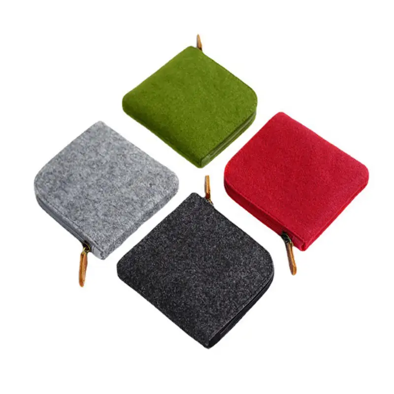 

Felt Mini Coin Purse Simple Zipper Kid Storage Pouch Money Pocket Solid Color Coin Key Bag Women Men Cute Wallet Retro Bag