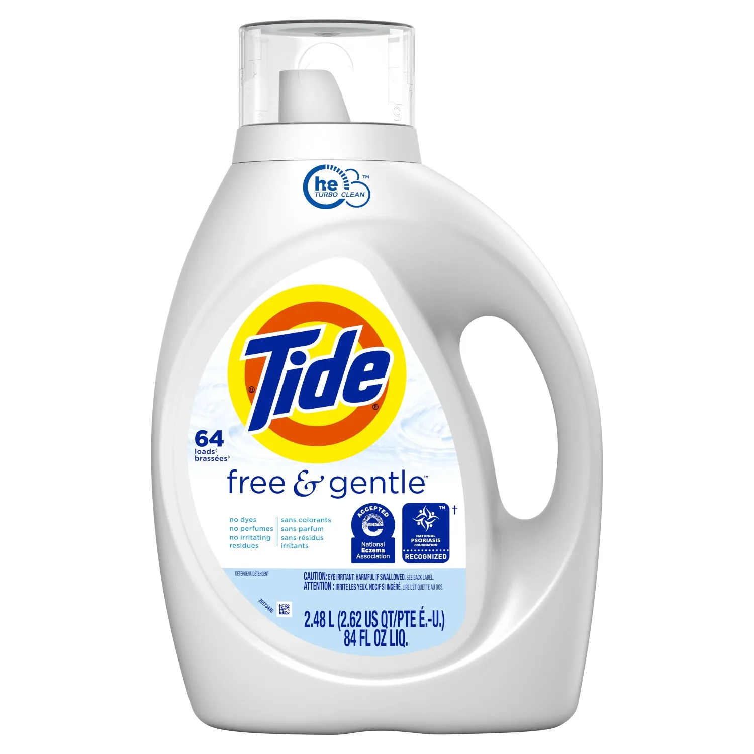 Tide Free & Gentle Liquid Laundry Detergent, 64 Loads, 84 fl oz