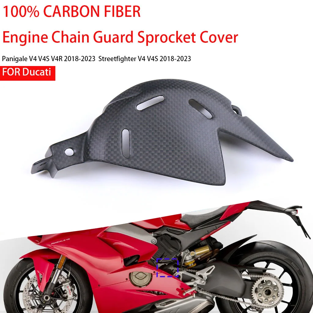 Motorcycle For Ducati Streetfighter PanigaleV4/V4S/V4R 2018-2023 100% Carbon Fiber Engine Chain Guard Sprocket Cover Accessories