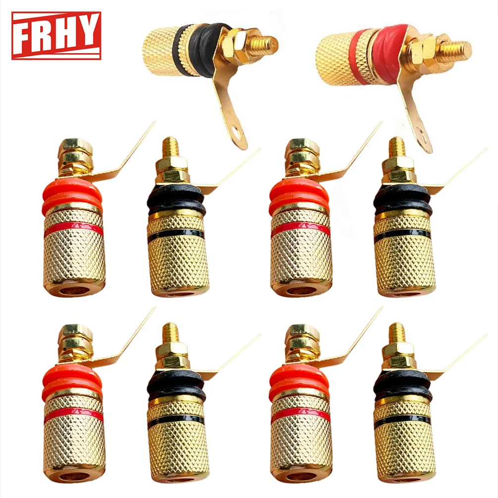 10PCS Premium Gold-Plated Amplifier Speaker Terminals Durable Binding Posts for 4mm Banana Plugs, Hi-Fi Audio Upgrade