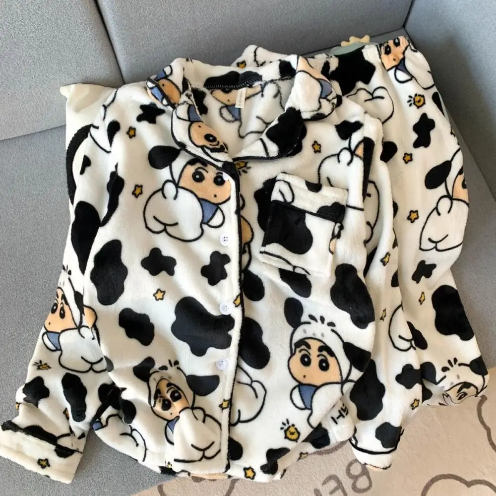 Crayon Shin-Chan Pajama 2 Piece Set for Men&women Autumn/winter Long Sleeve Long Pants Comfortable Warm Soft Sleepwear Couple