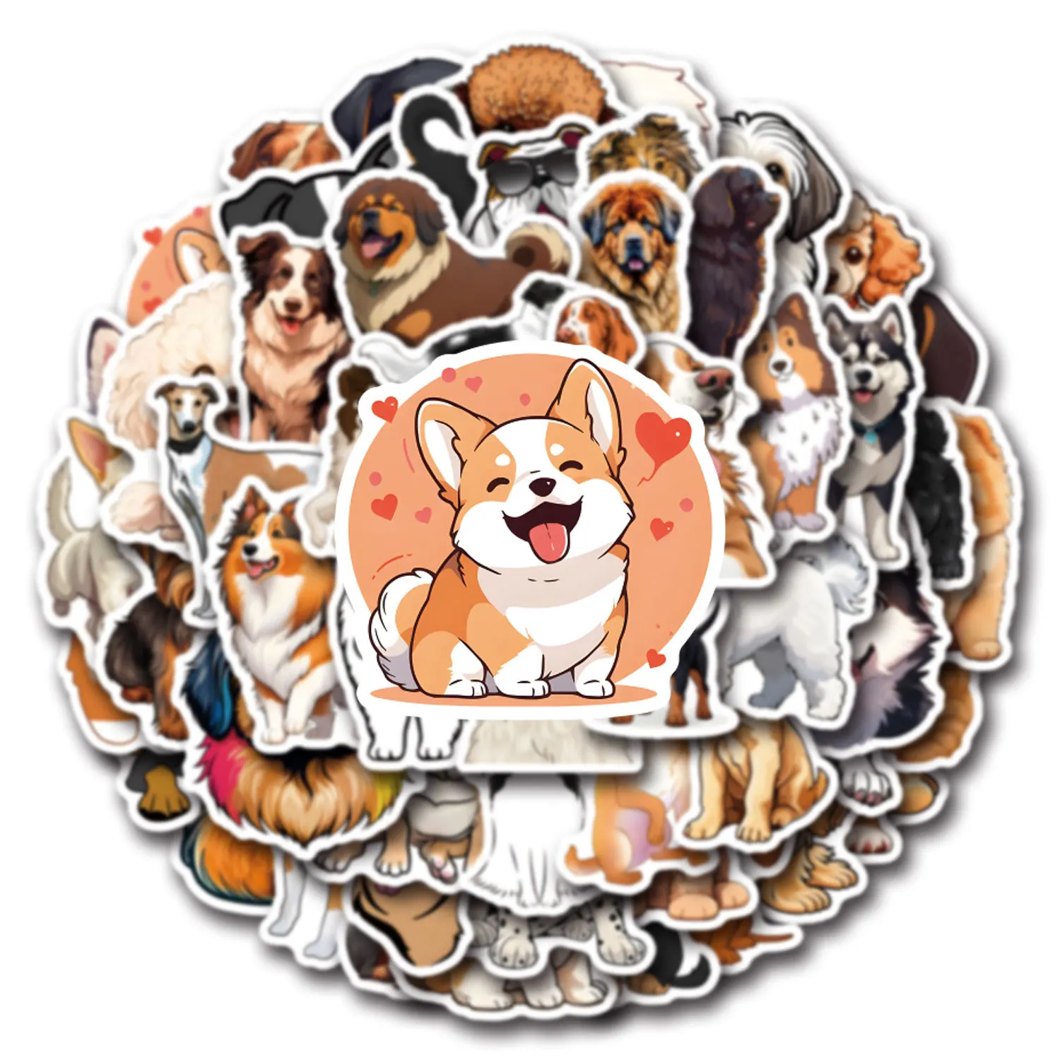 

10/55/110PCS Cartoon Cute Pet Dog Doodle Sticker DIY Refrigerator Motorcycle Helmet Scooter Notebook Desk Sticker Kids Toy