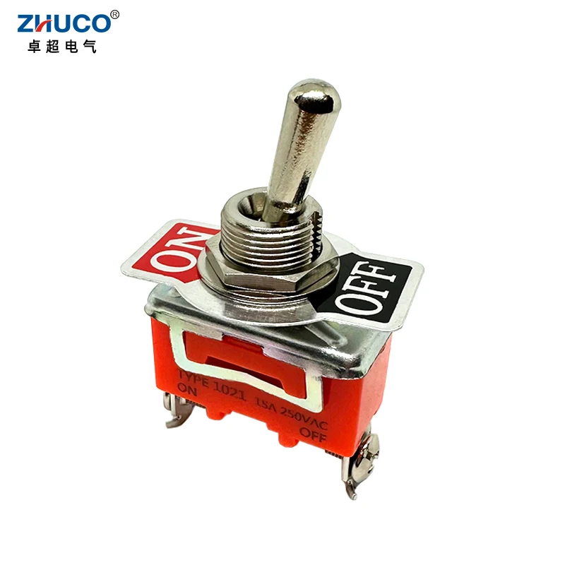 1PC 1021S 15A 250VAC ON OFF SPST 2 Terminal Screw Pins Self-locking Power Rocker Latching Toggle Switch 12mm Mounting Hole