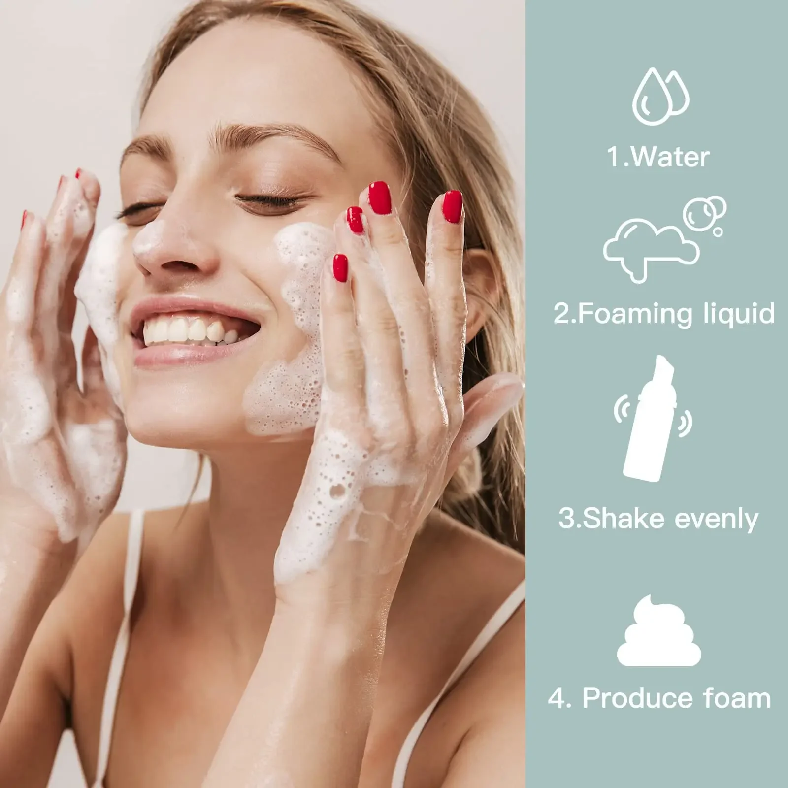 Бутылка с насосом для пены, пустой дозатор пены для путешествий, насос для мыла, шампуня, очищающее средство для ресниц (60 мл, 3 шт.), дозатор пенного мыла для рук