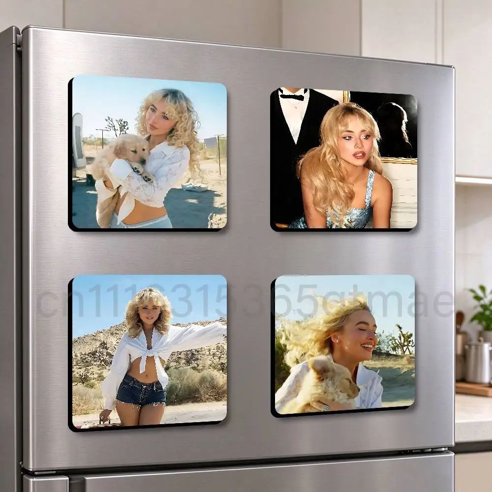 S-Sabrina C-Carpenter Tears 75x75mm Frigerator Magnet Square Stickers Personalize Fridge Refrigerator Wall Door Decoration