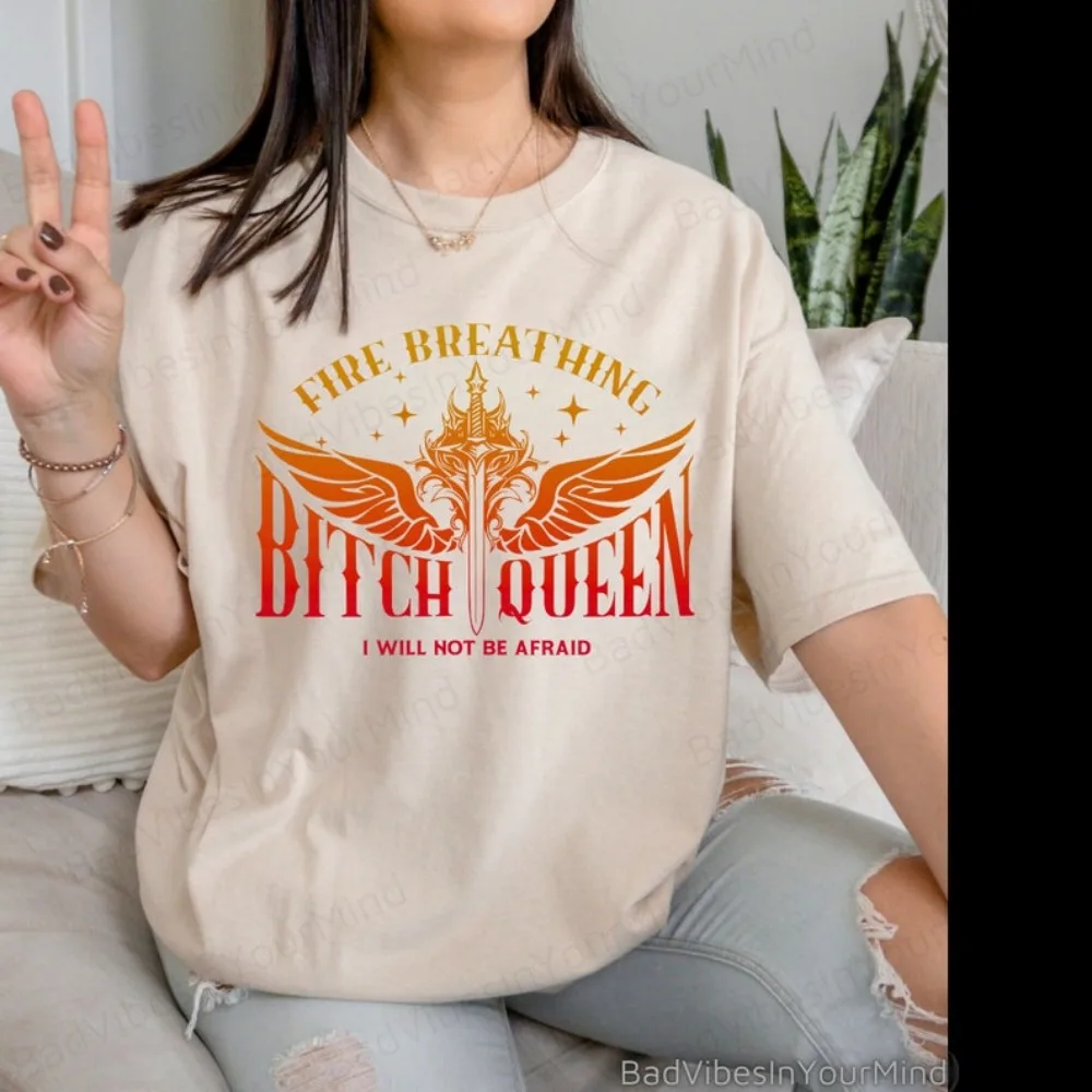 قميص Fireheart Queen Aelin قميص عرش الزجاج مروحة تي شيرت عالي الجودة ملابس علوية من القطن Harajuku الملابس الجمالية نمط جديد البلوز