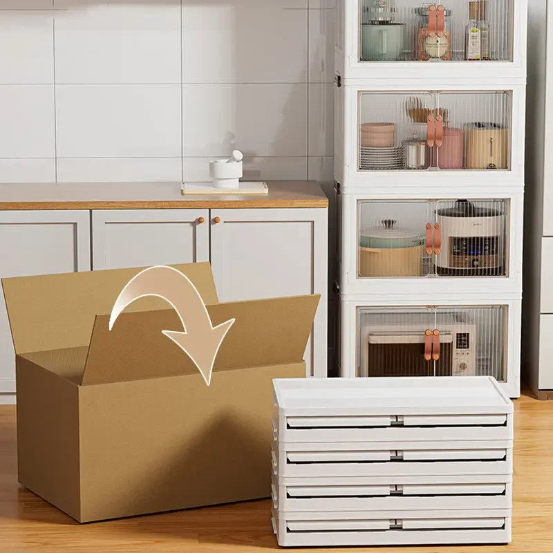 Microwave Storage Cabinet Home furniture Multi-functional Kitchen Cabinets Floor Rack Removable Double Door Locker