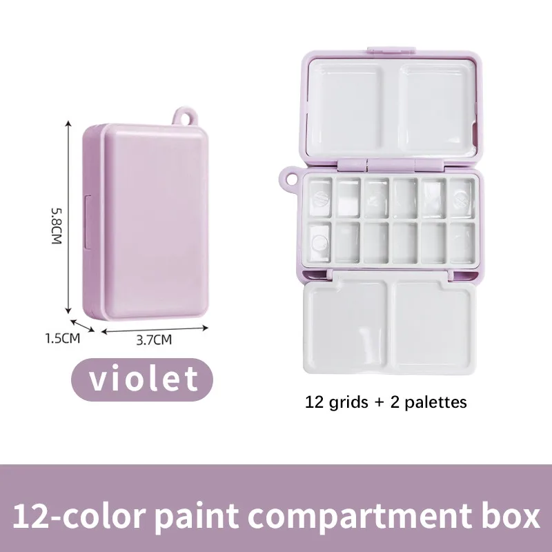 Mengpaletdoos Reisschilderpalet met 12/24 halve dozen Mini Plastic onafhankelijk verpakkingscompartiment Art Supply