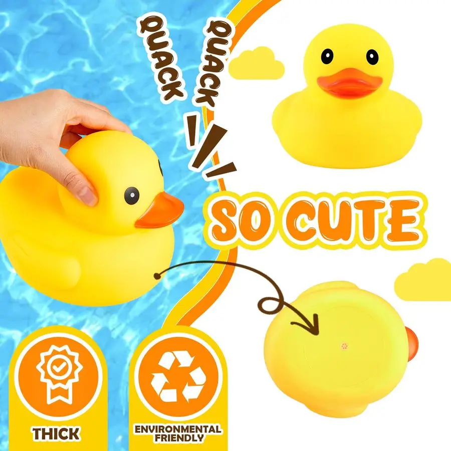 6개입 5인치 대형 노란색 고무 오리 대량 대형 오리 소리나는 고무 욕조용 플로팅 배스 생일 파티 장식 선물