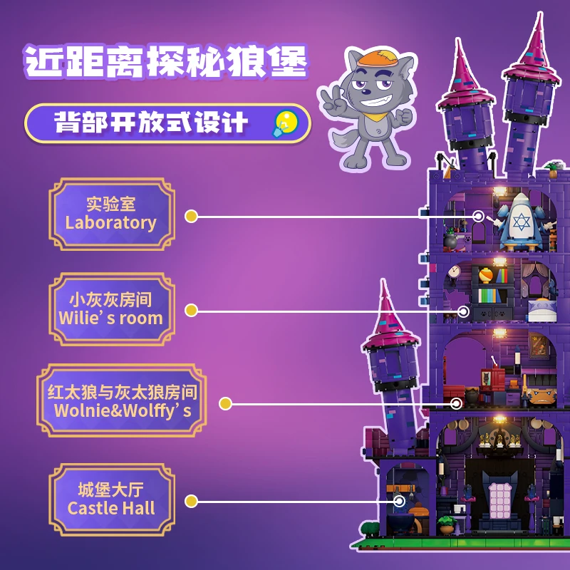 Weekit Pleasant Goat และ Big Big Wolf Castle ชุดบล็อกอาคาร DIY สร้างสรรค์อะนิเมะปราสาทบ้านอิฐของเล่นผู้ใหญ่ของขวัญเด็ก