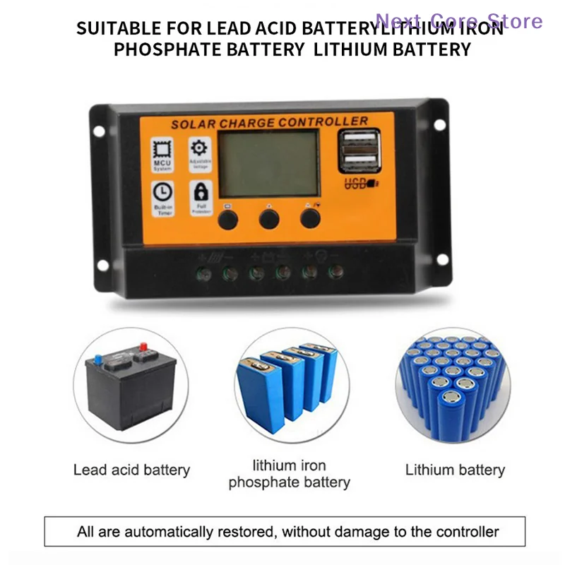 [NC]LCD Solar Controller 12V/24V 30A 20A 10A Solar Charge Regulator PWM Battery Charger LCD Display Dual USB 5V 2.5A Output MOS