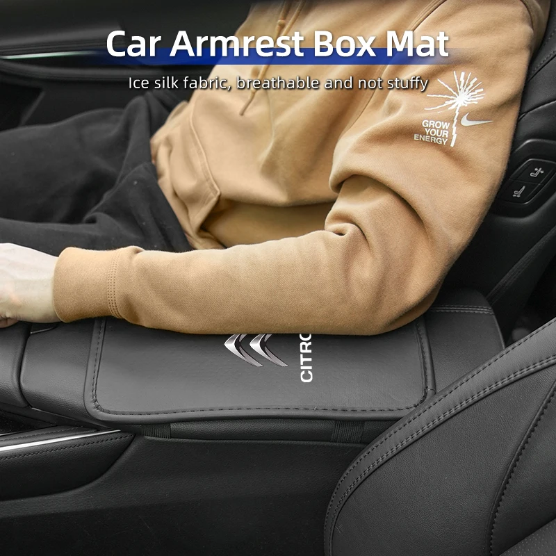 Car Armrest Cover Central Box Mat Ice Silk Protection Pad Accessories For Citroen C4 C3 C5 C1 C2 Berlingo Celysee Saxo Grand