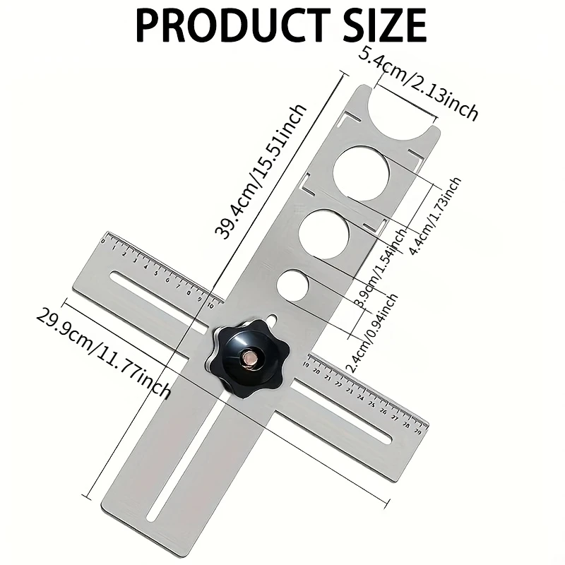 360° Adjustable Hole Opener Locator, Universal Position Ruler for Tile Marble Glass Ceramic Drilling Punching