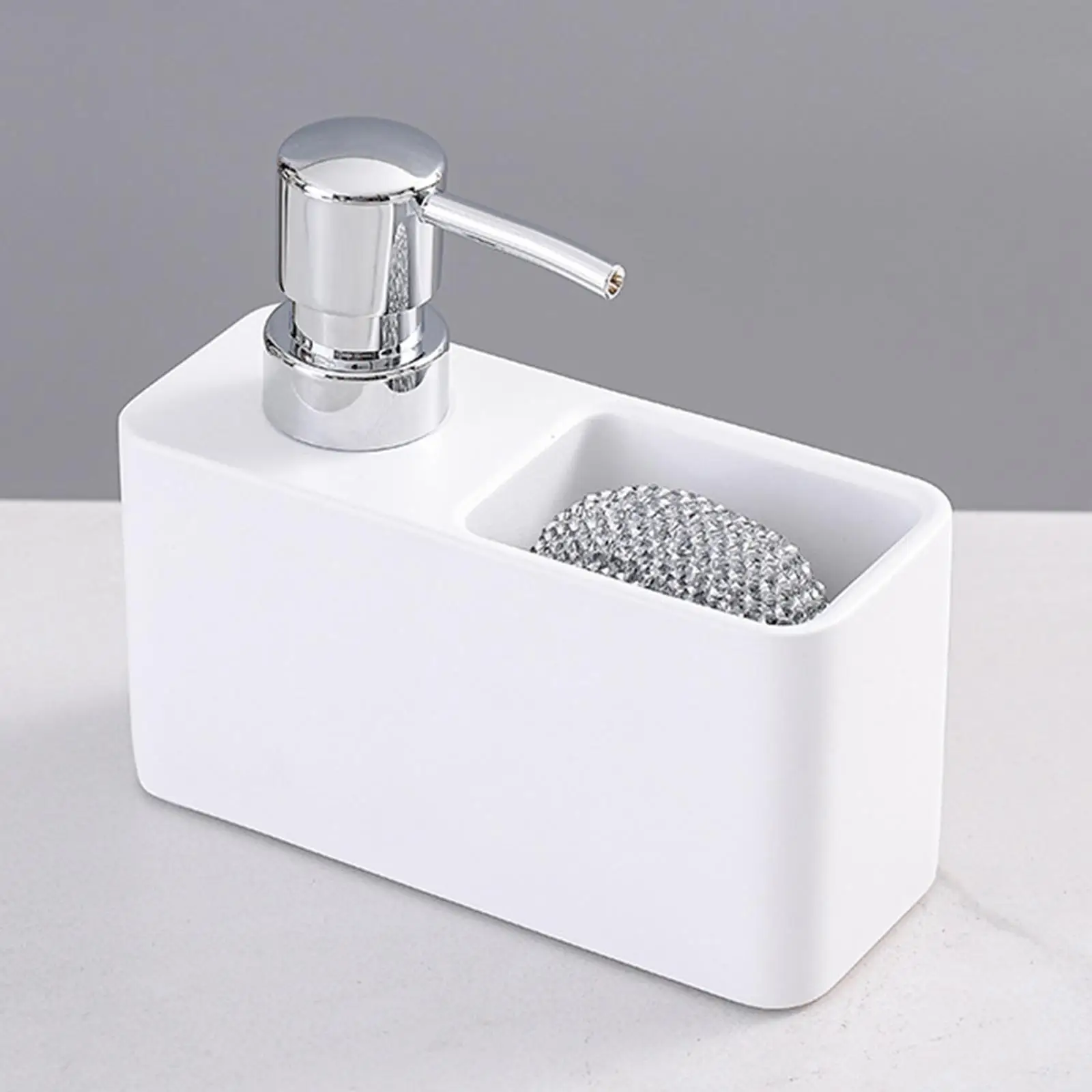 

Resin Kitchen Soap Dispenser with Brush Holder Liquid Hand Soap Pump Bottle Organizer for Countertop Use