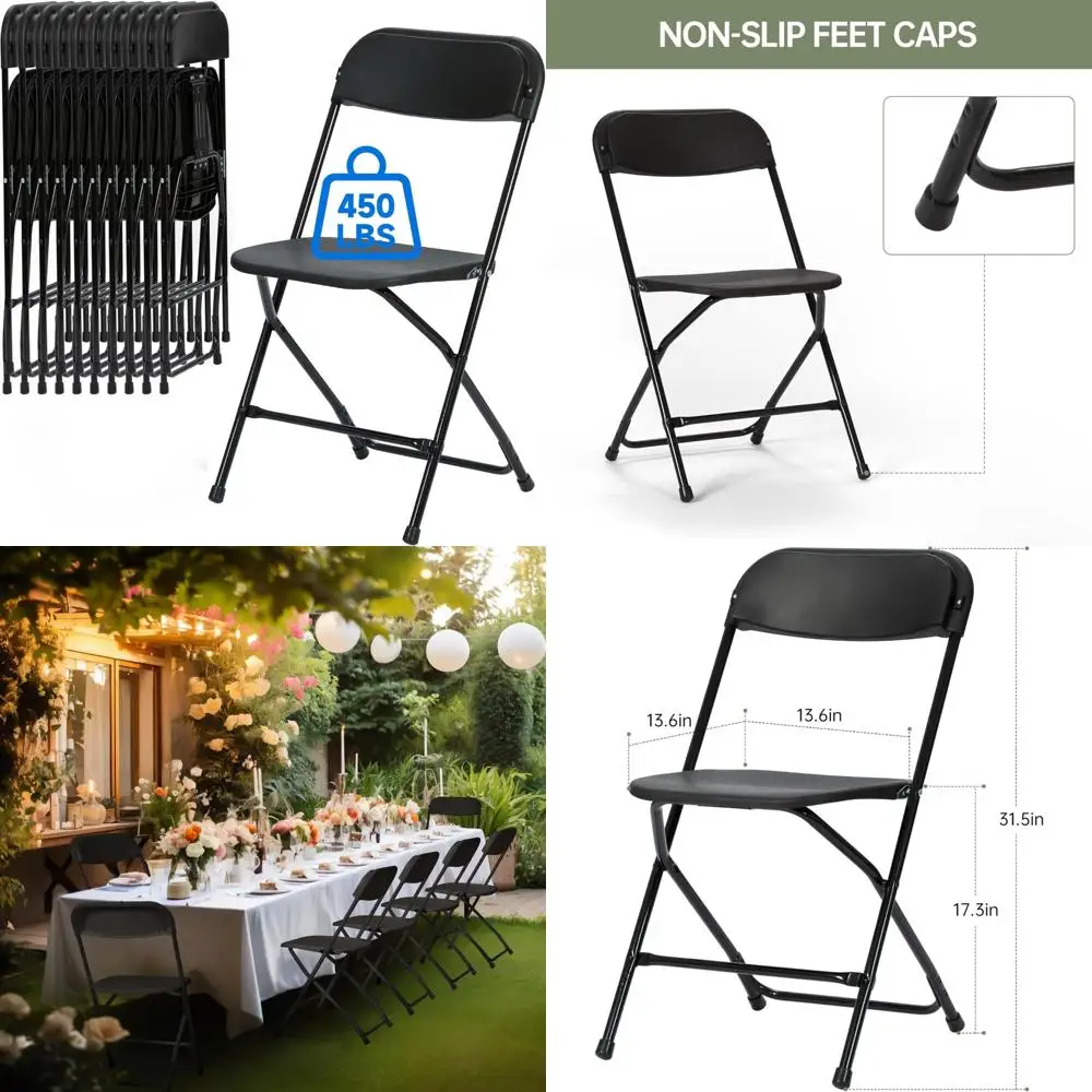Portable Premium Plastic Folding Chairs - 20 Pack, 450 LB Capacity, Ideal for Weddings and Events
