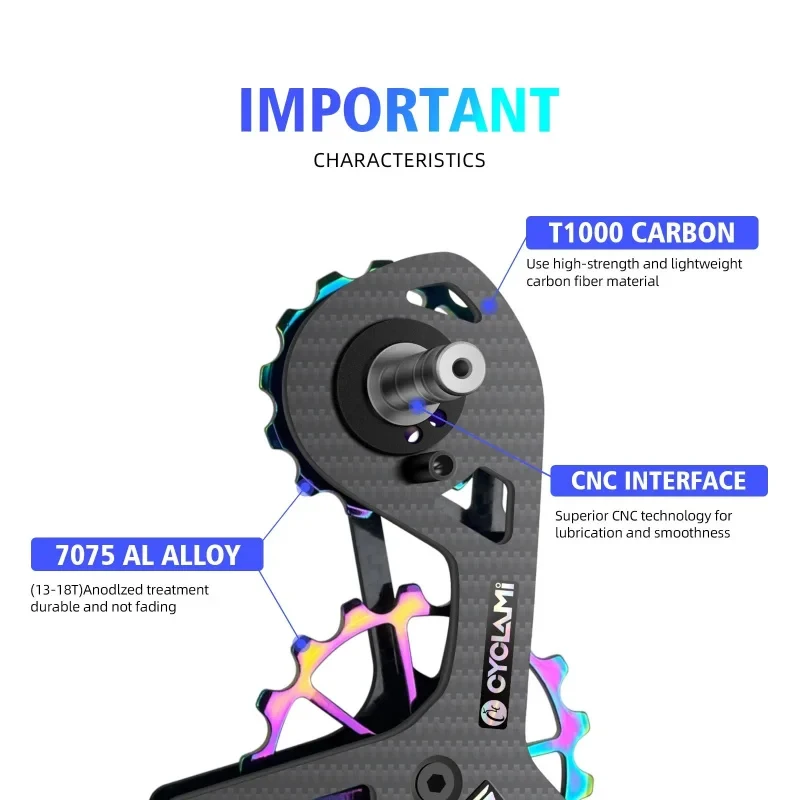CYCLAMI UT Ceramic Bearing Carbon Fiber Jockey Pulley Wheel Set, 11 Speed Rear Derailleur Guide Wheel for SHIMANO view 2
