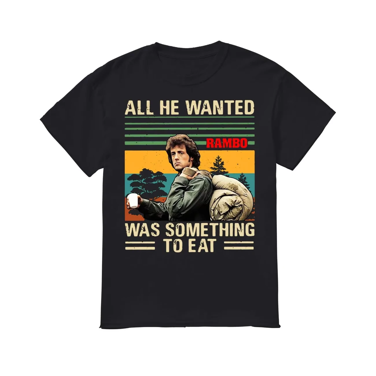 كل ما أراد كان شيء لتناول تي شيرت عتيق مستوحى من فيلم رامبو تي شيرت جرافيك تي شيرت عتيق الطراز قميص عبادة كلاسيكي
